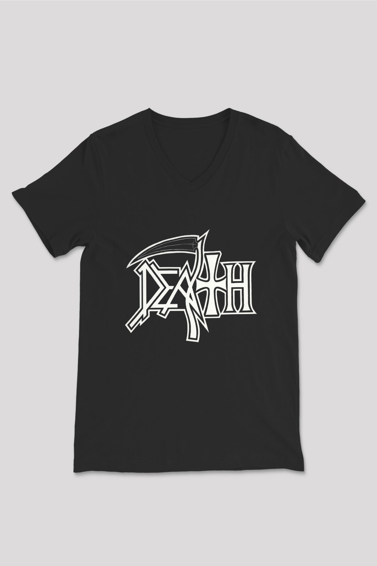 Death Siyah Unisex V Yaka Tişört T-Shirt