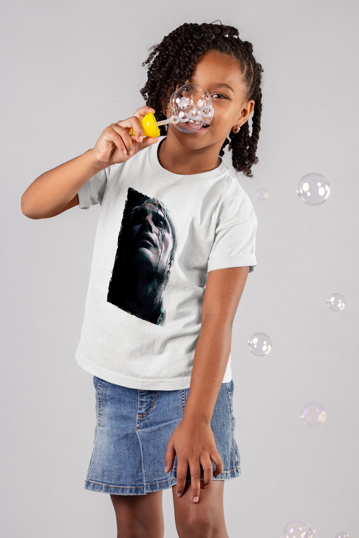 Death Stranding Baskılı Beyaz Unisex Beyaz Çocuk Tişört - Tshirt