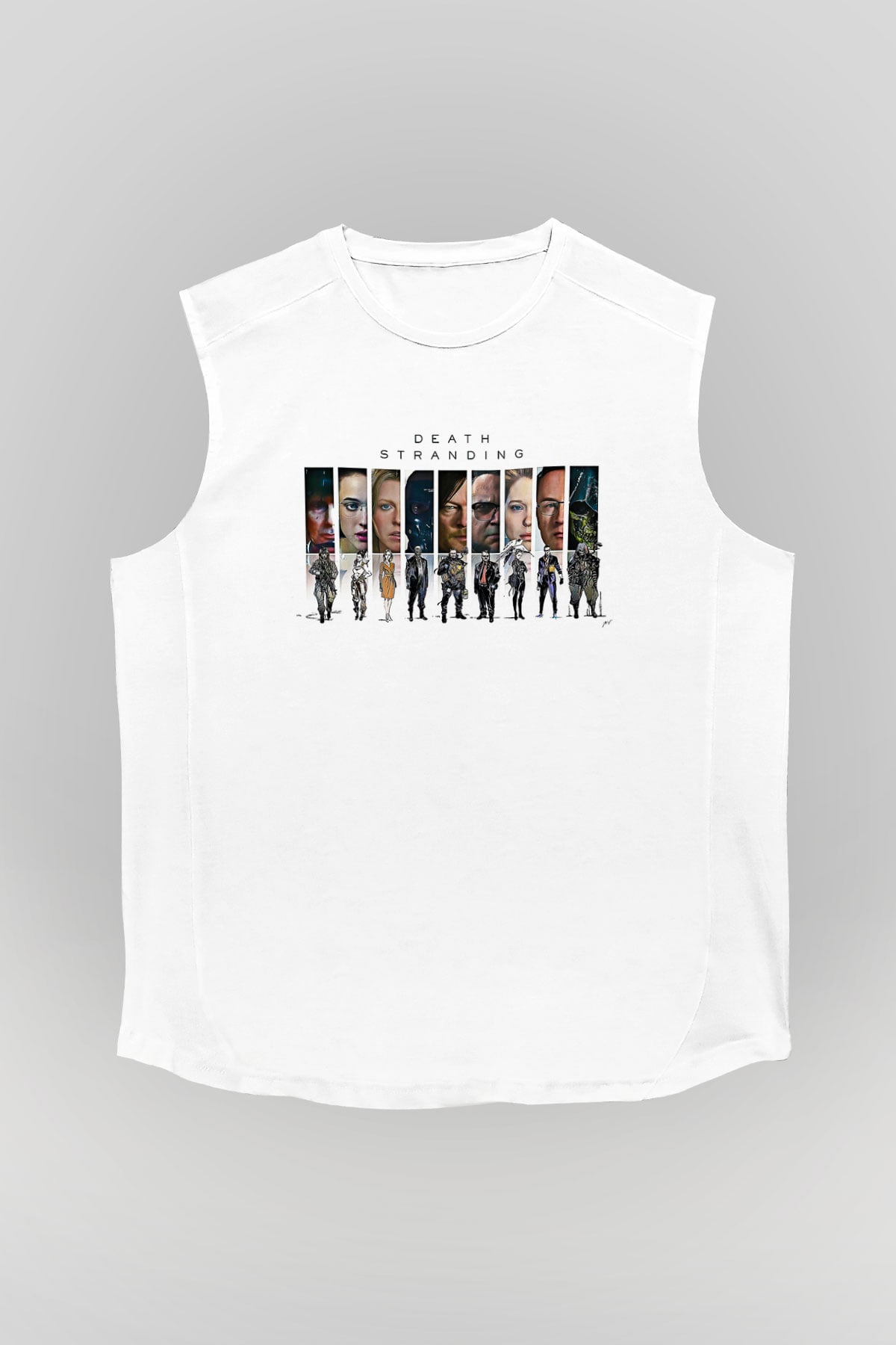 Death Stranding Baskılı Beyaz Unisex Kolsuz Tişört - Tshirt
