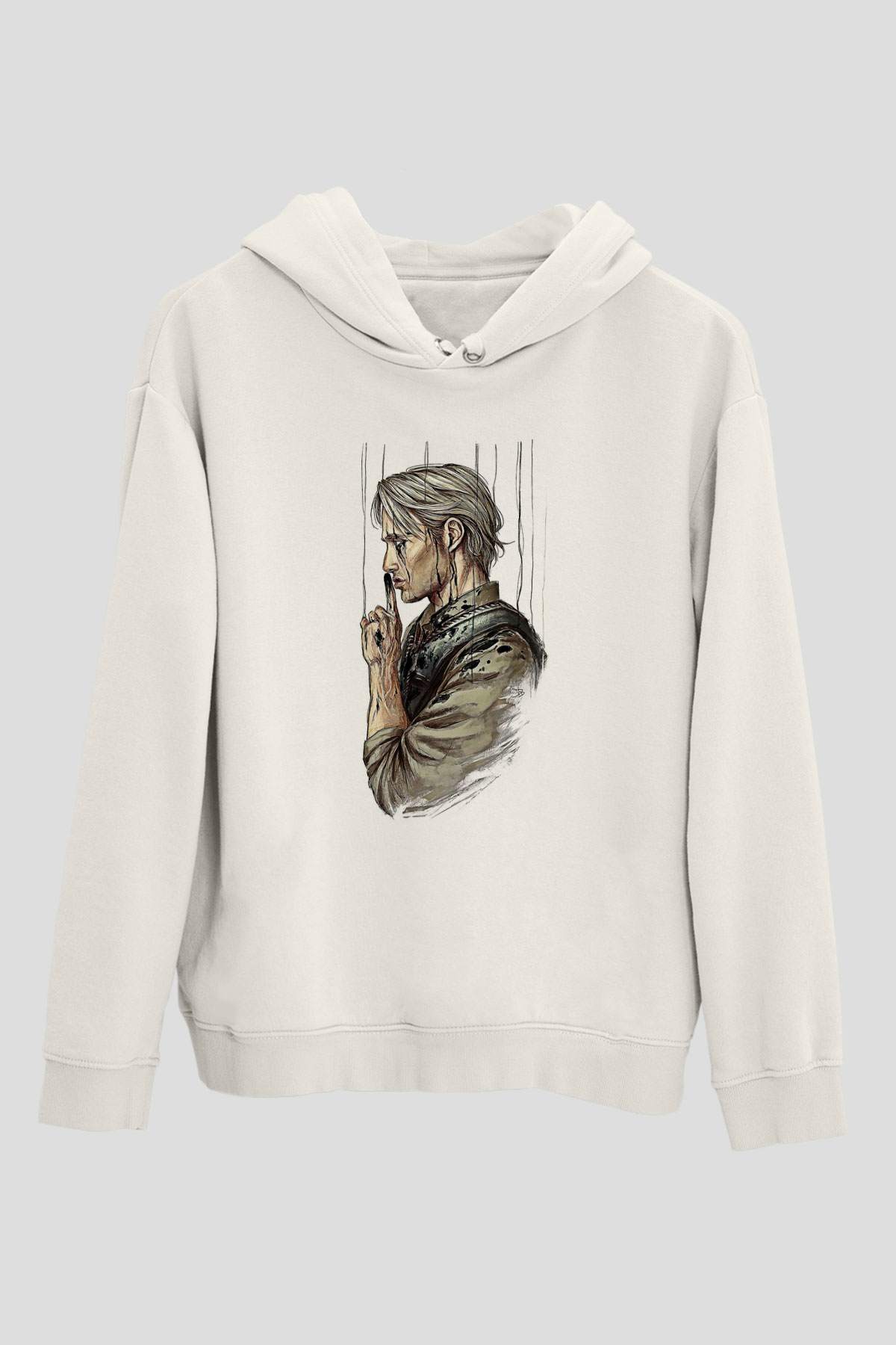 Death Stranding Baskılı Beyaz Unisex Kapüşonlu Sweatshirt
