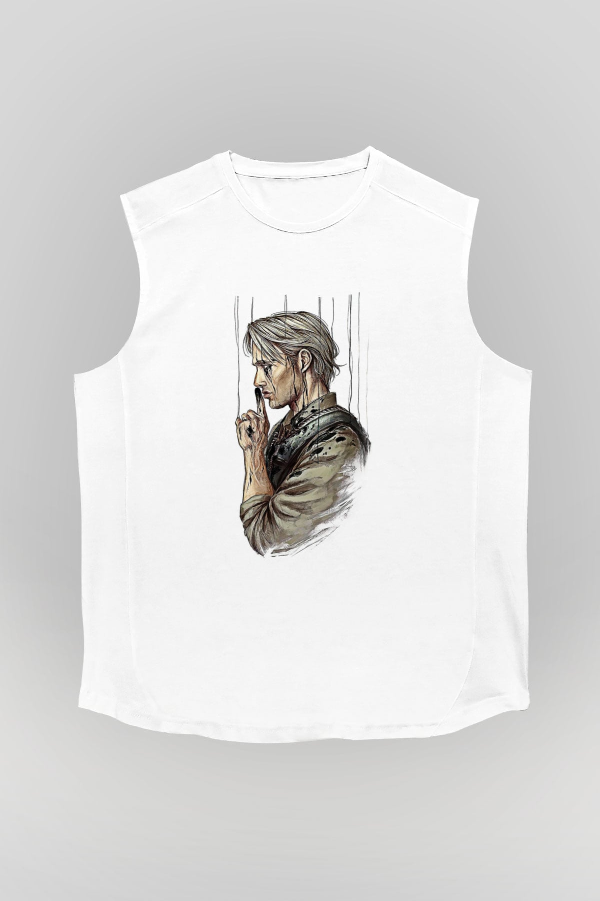 Death Stranding Baskılı Beyaz Unisex Kolsuz Tişört - Tshirt