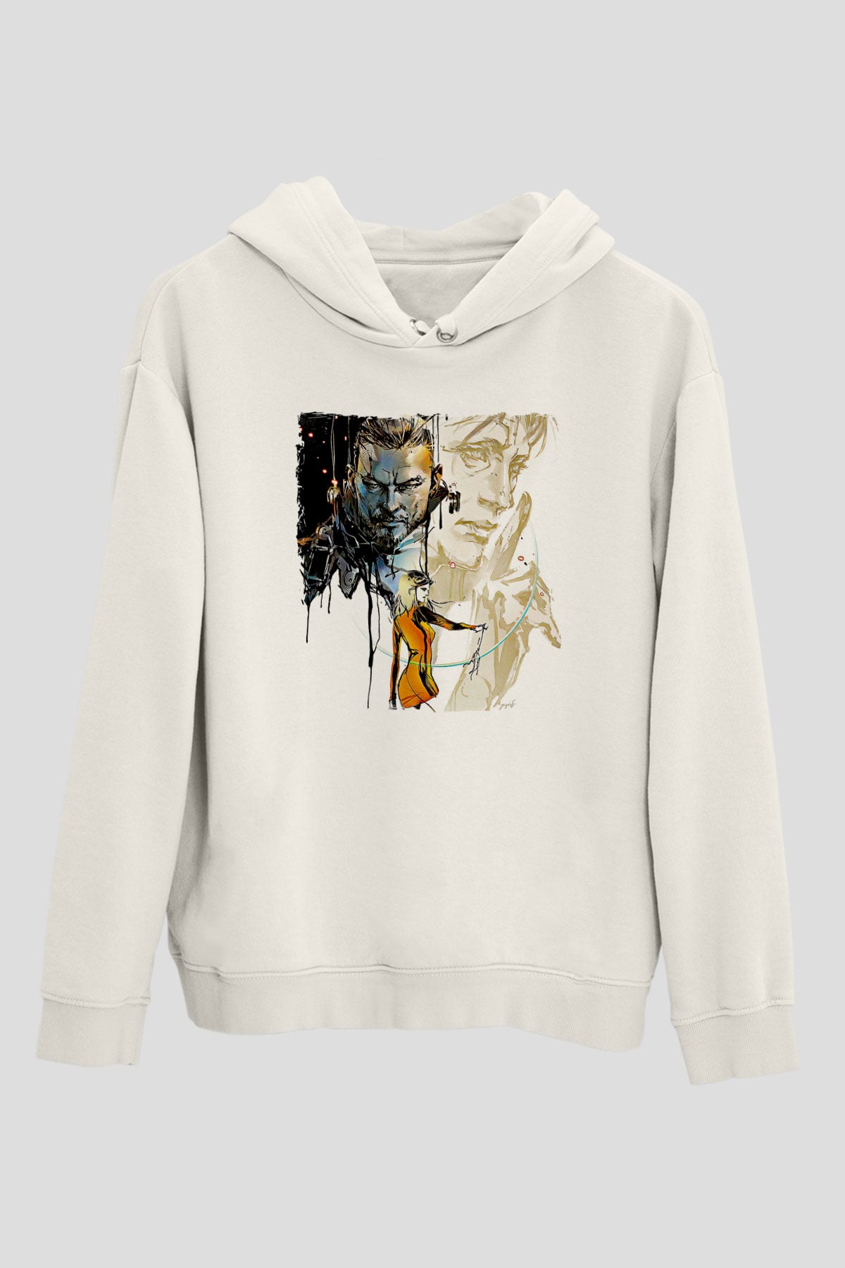 Death Stranding Baskılı Beyaz Unisex Kapüşonlu Sweatshirt