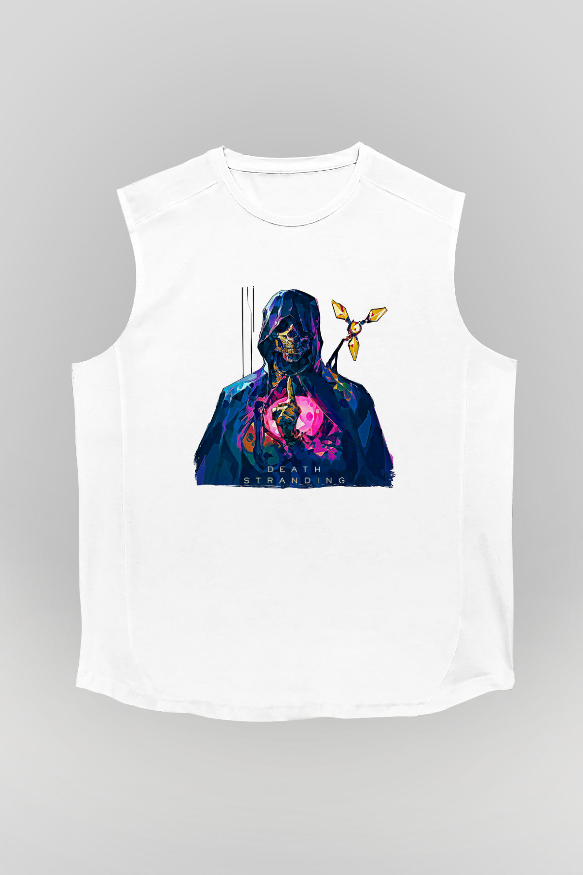 Death Stranding Baskılı Beyaz Unisex Kolsuz Tişört - Tshirt