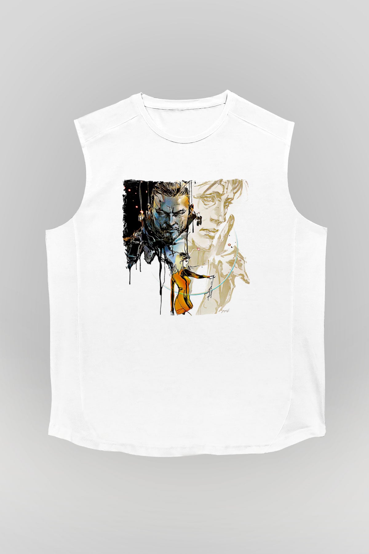 Death Stranding Baskılı Beyaz Unisex Kolsuz Tişört - Tshirt