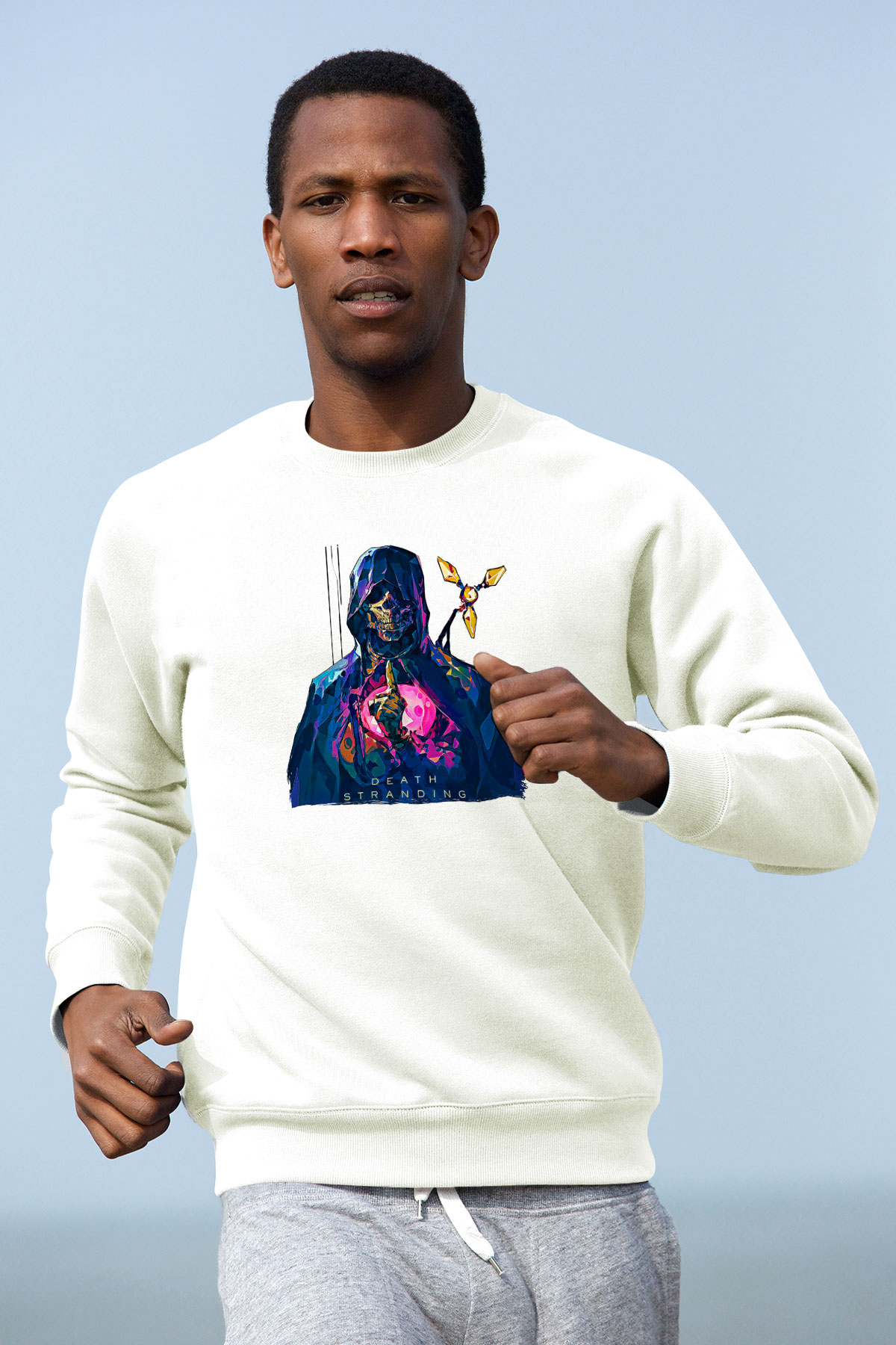 Death Stranding Baskılı Beyaz Unisex Sweatshirt