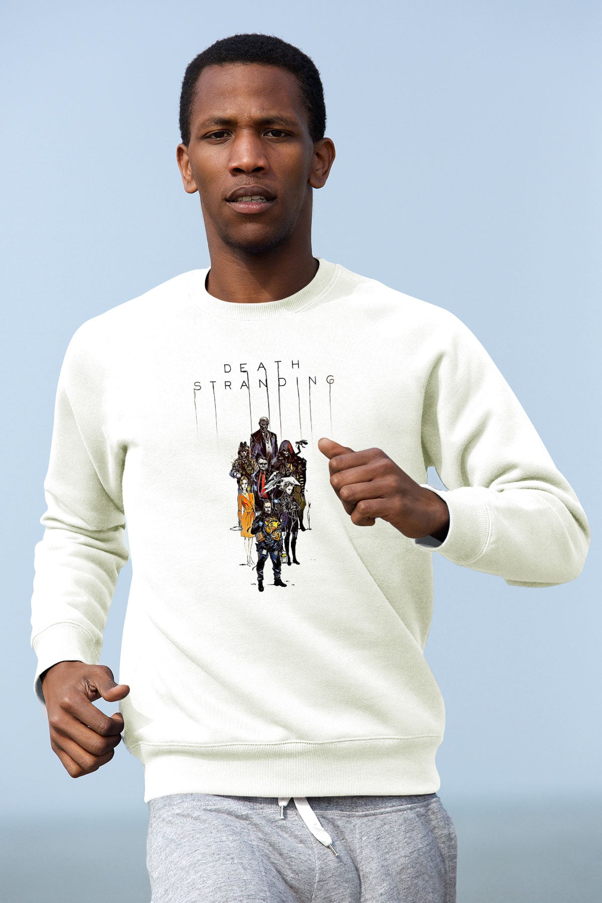 Death Stranding Baskılı Beyaz Unisex Sweatshirt