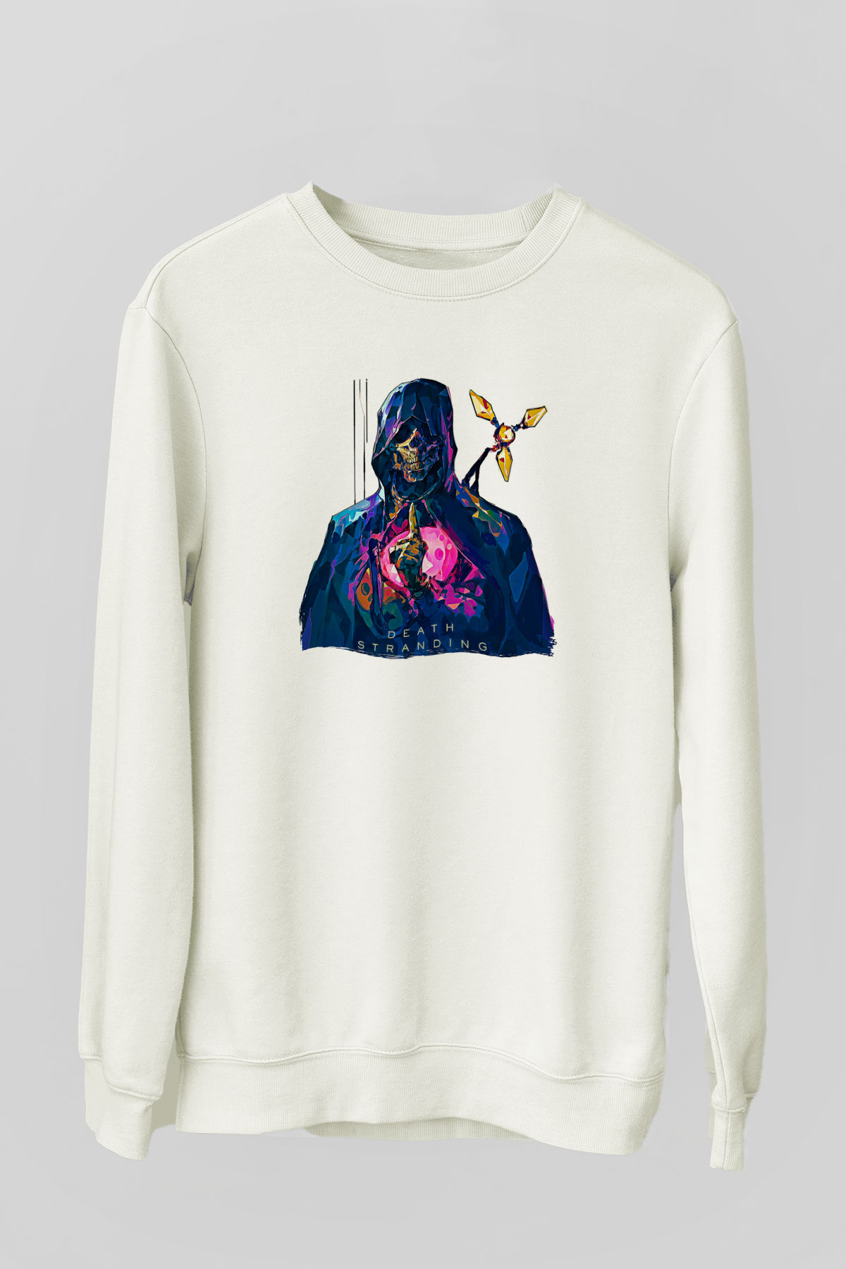 Death Stranding Baskılı Beyaz Unisex Sweatshirt