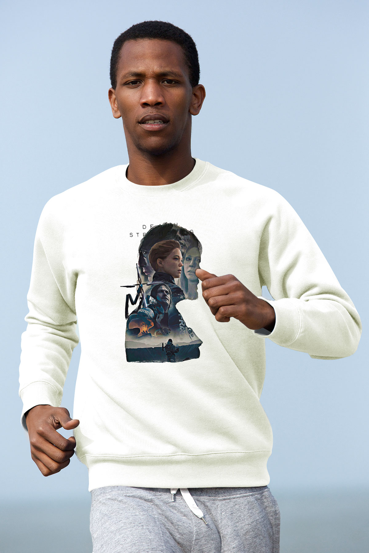 Death Stranding Baskılı Beyaz Unisex Sweatshirt