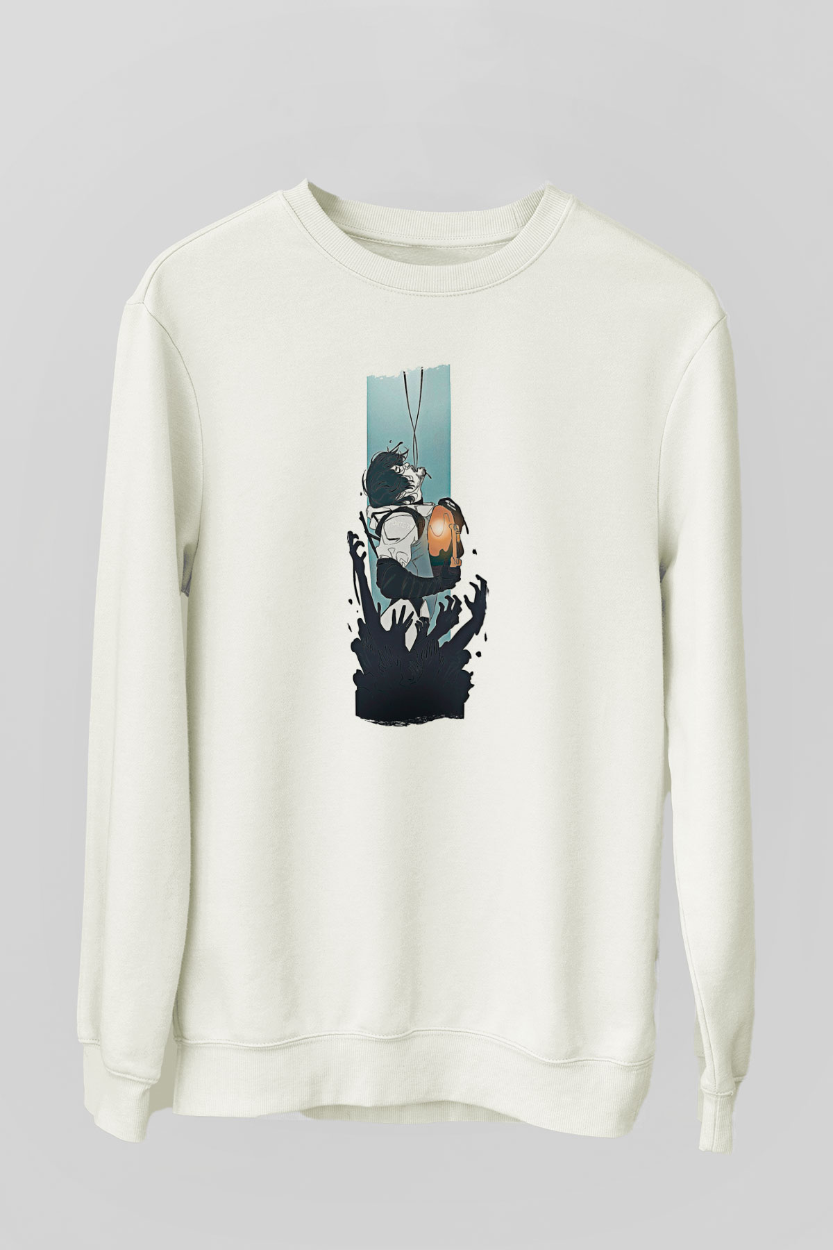 Death Stranding Baskılı Beyaz Unisex Sweatshirt