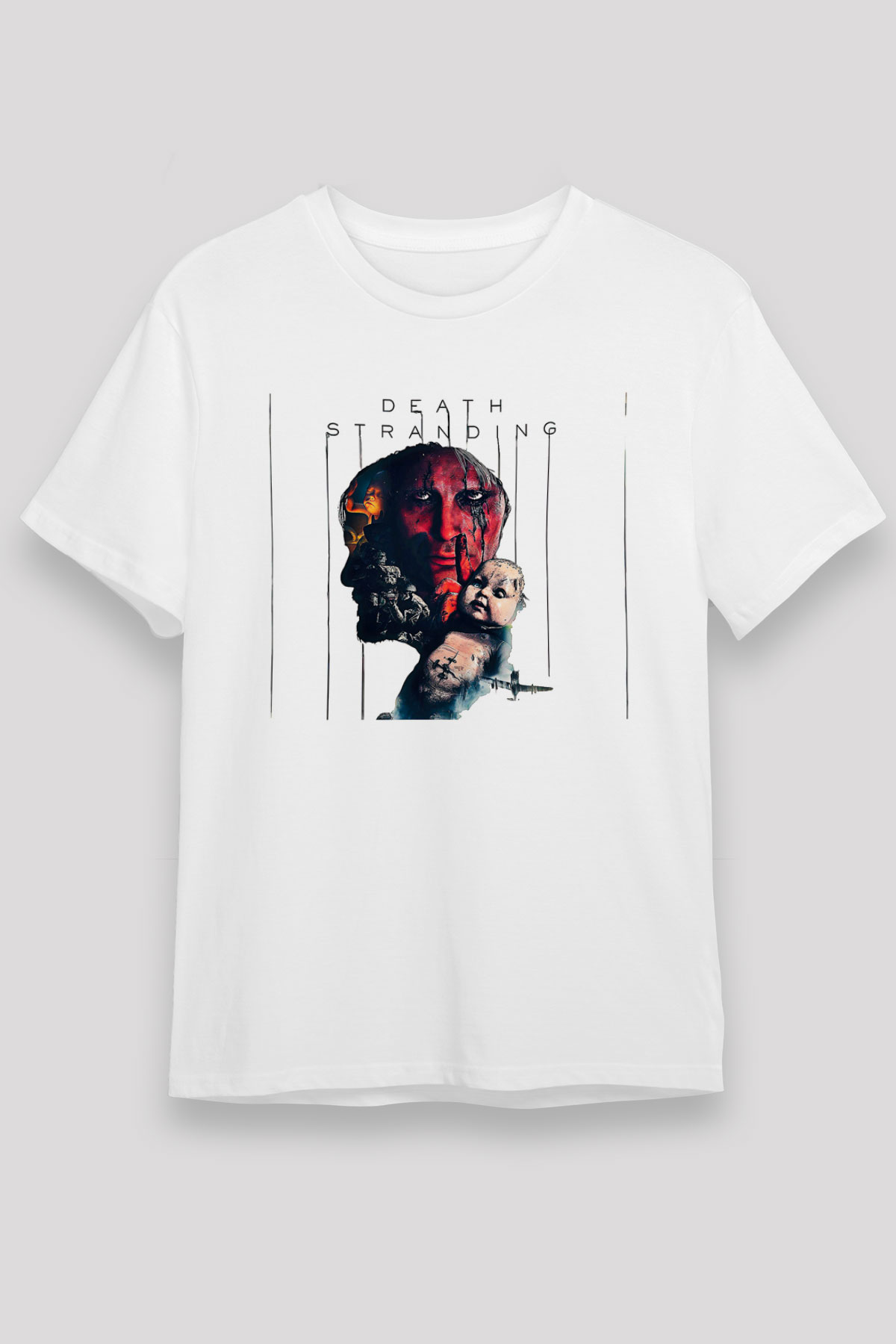 Death Stranding Baskılı Unisex Beyaz Tişört - Tshirt