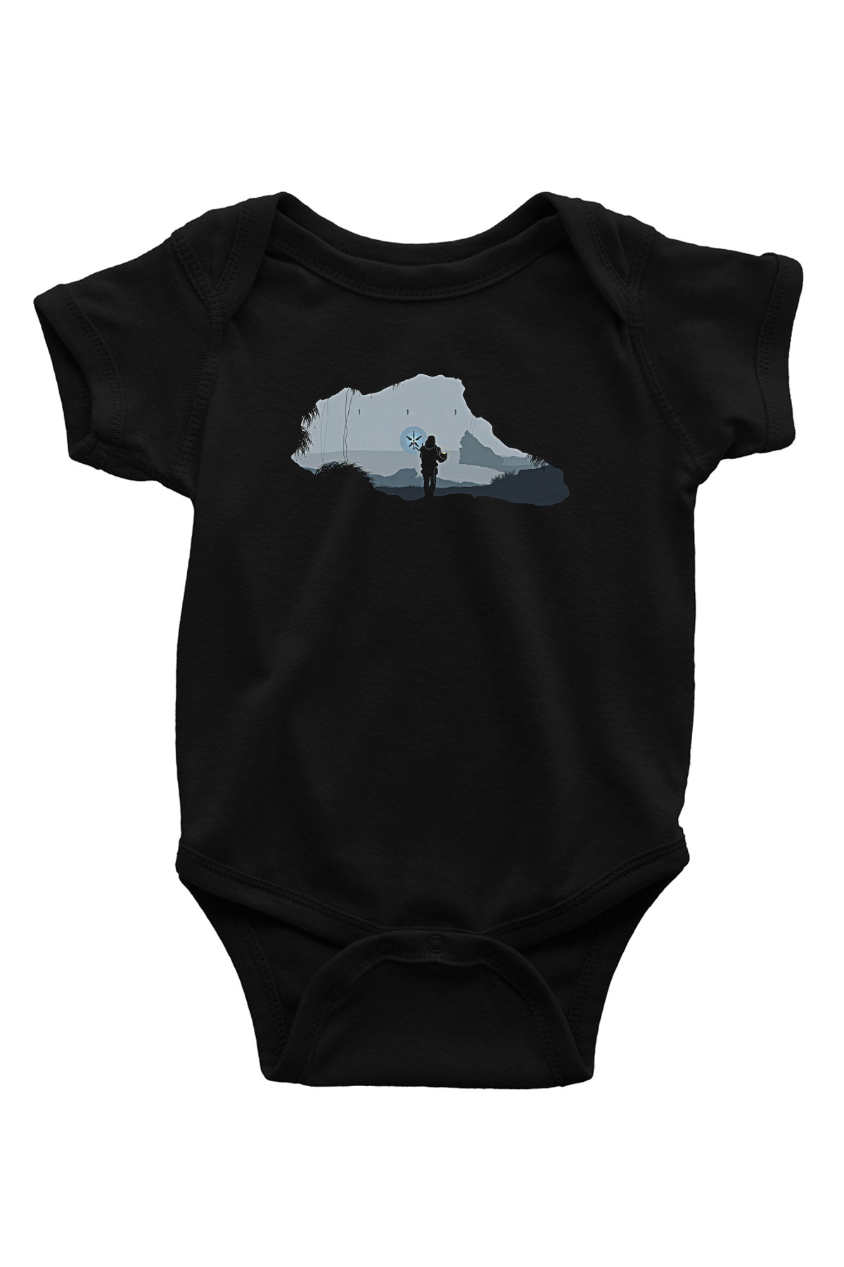Death Stranding Baskılı Unisex Siyah Bebek Body - Zıbın