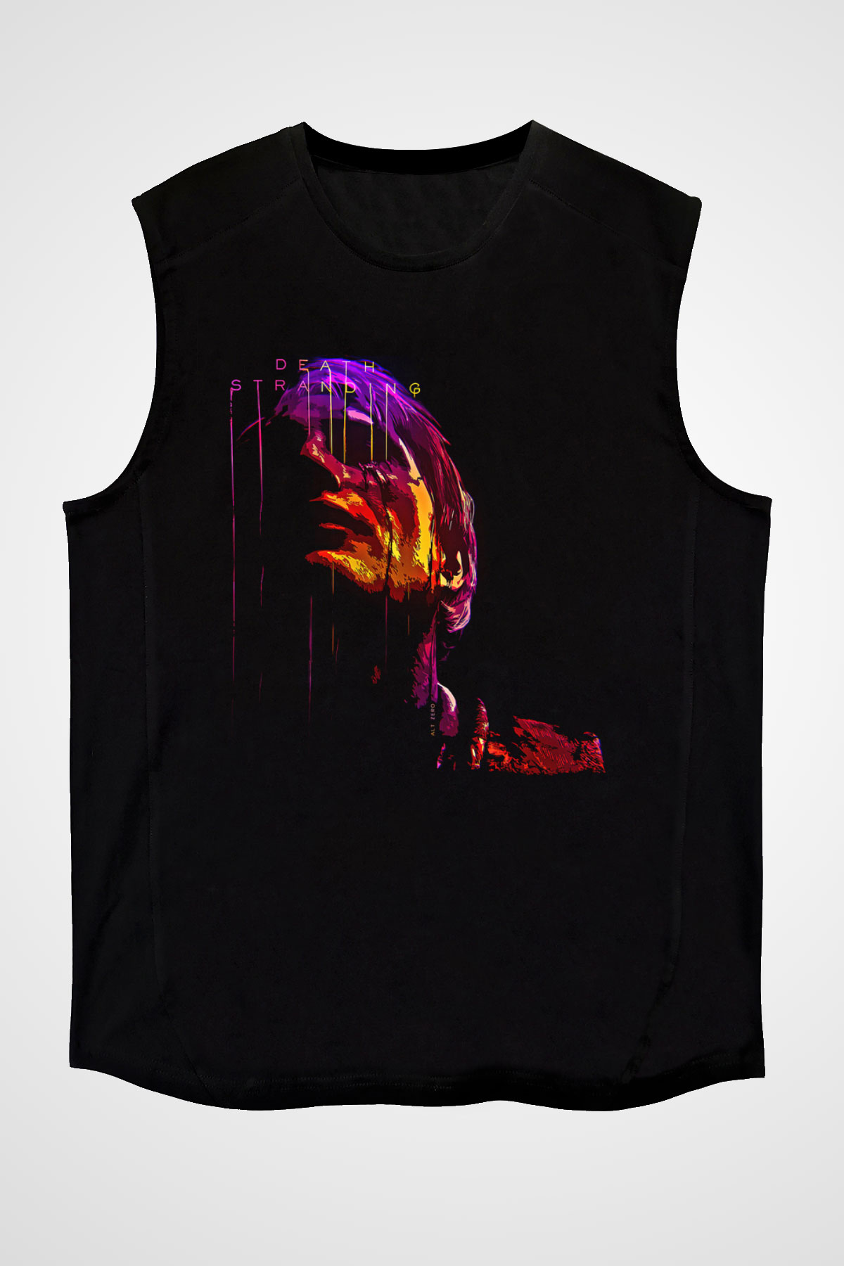 Death Stranding Baskılı Unisex Siyah Kolsuz Tişört - Tshirt