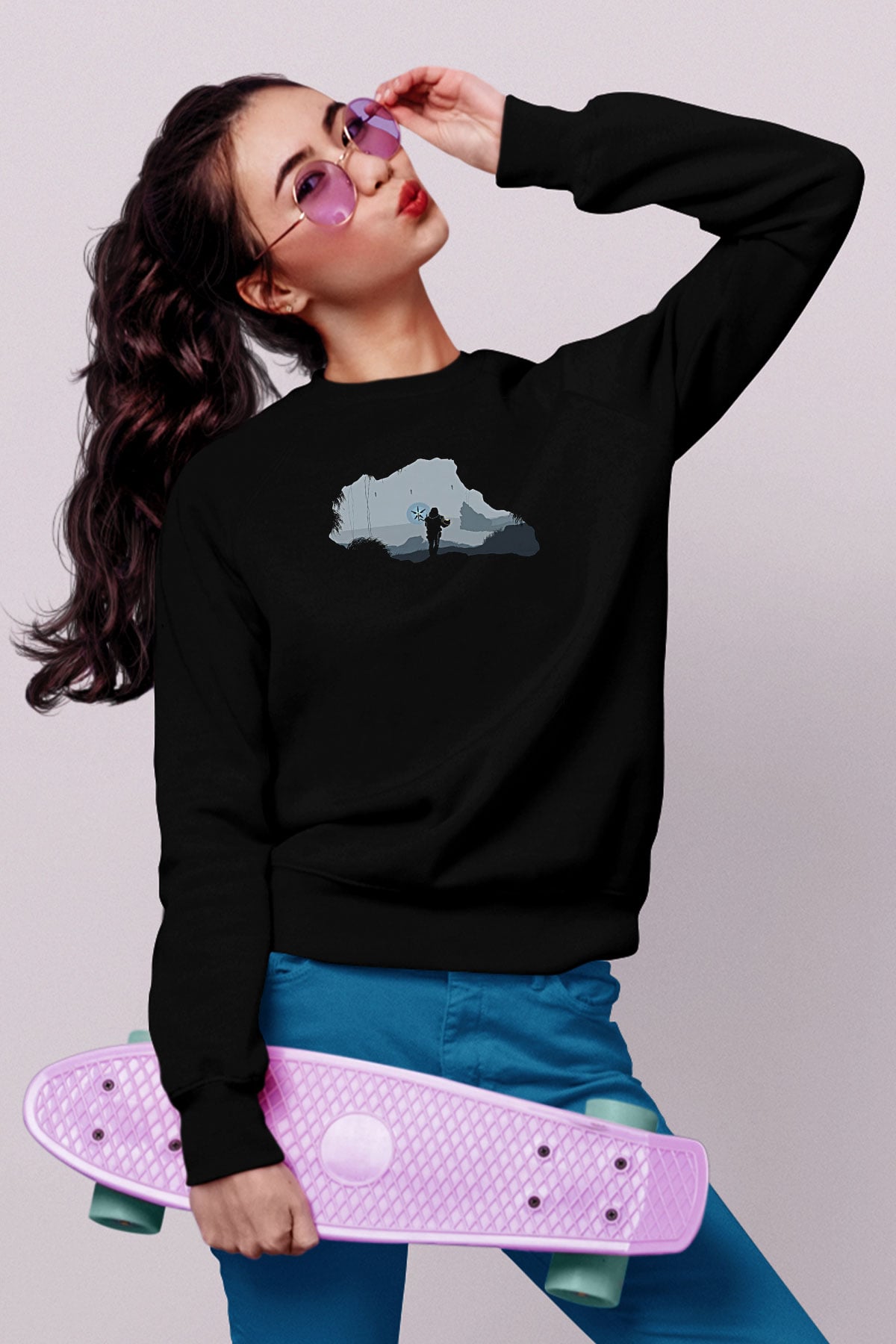 Death Stranding Baskılı Unisex Siyah Sweatshirt