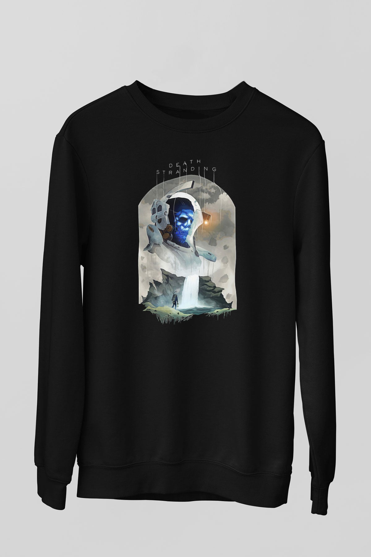 Death Stranding Baskılı Unisex Siyah Sweatshirt