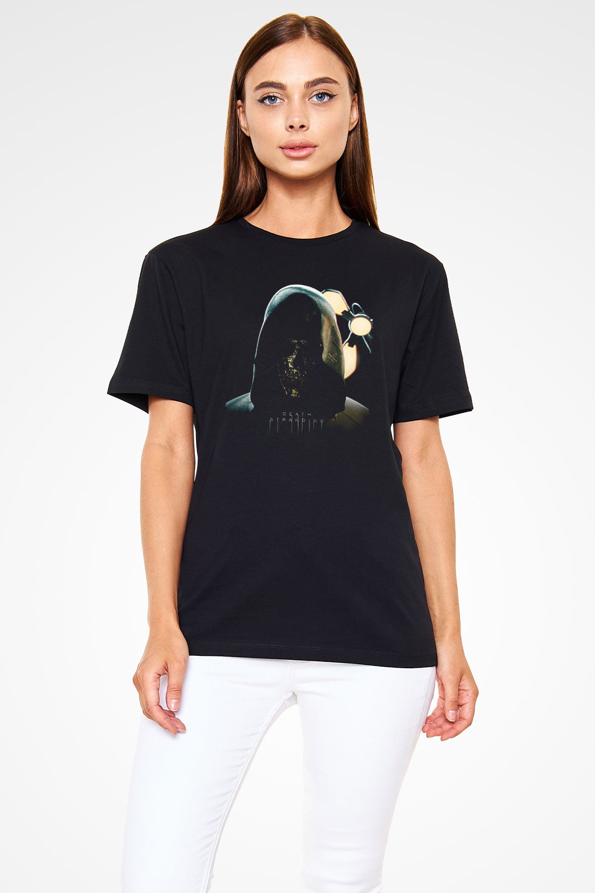 Death Stranding Baskılı Unisex Siyah Tişört - Tshirt