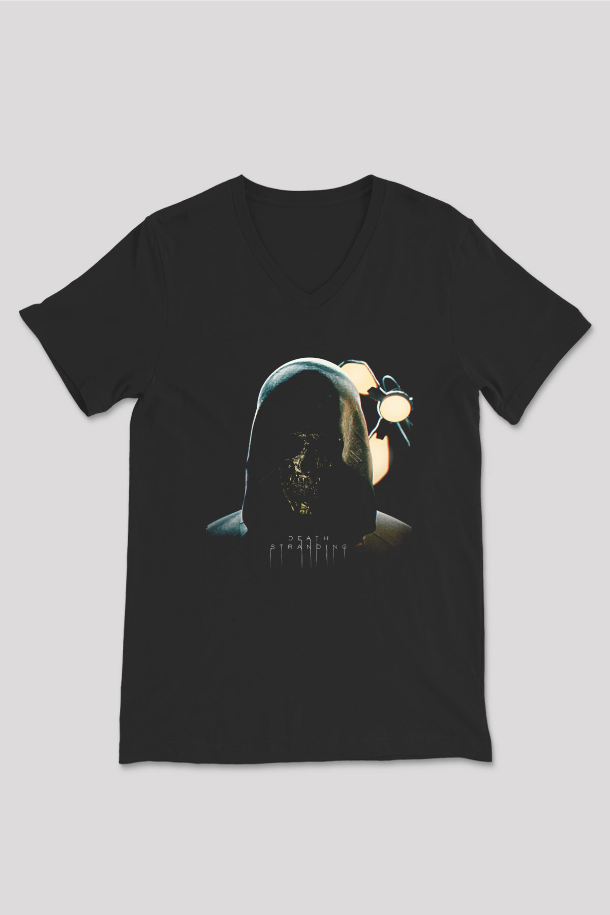 Death Stranding Baskılı Unisex Siyah V Yaka Tişört - Tshirt