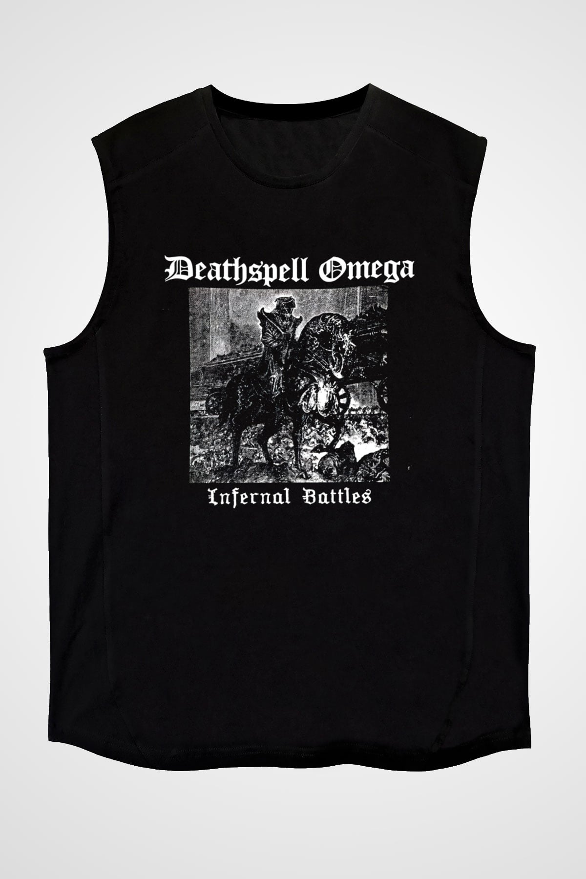 Deathspell Omega Baskılı Unisex Siyah Kolsuz Tişört - Tshirt