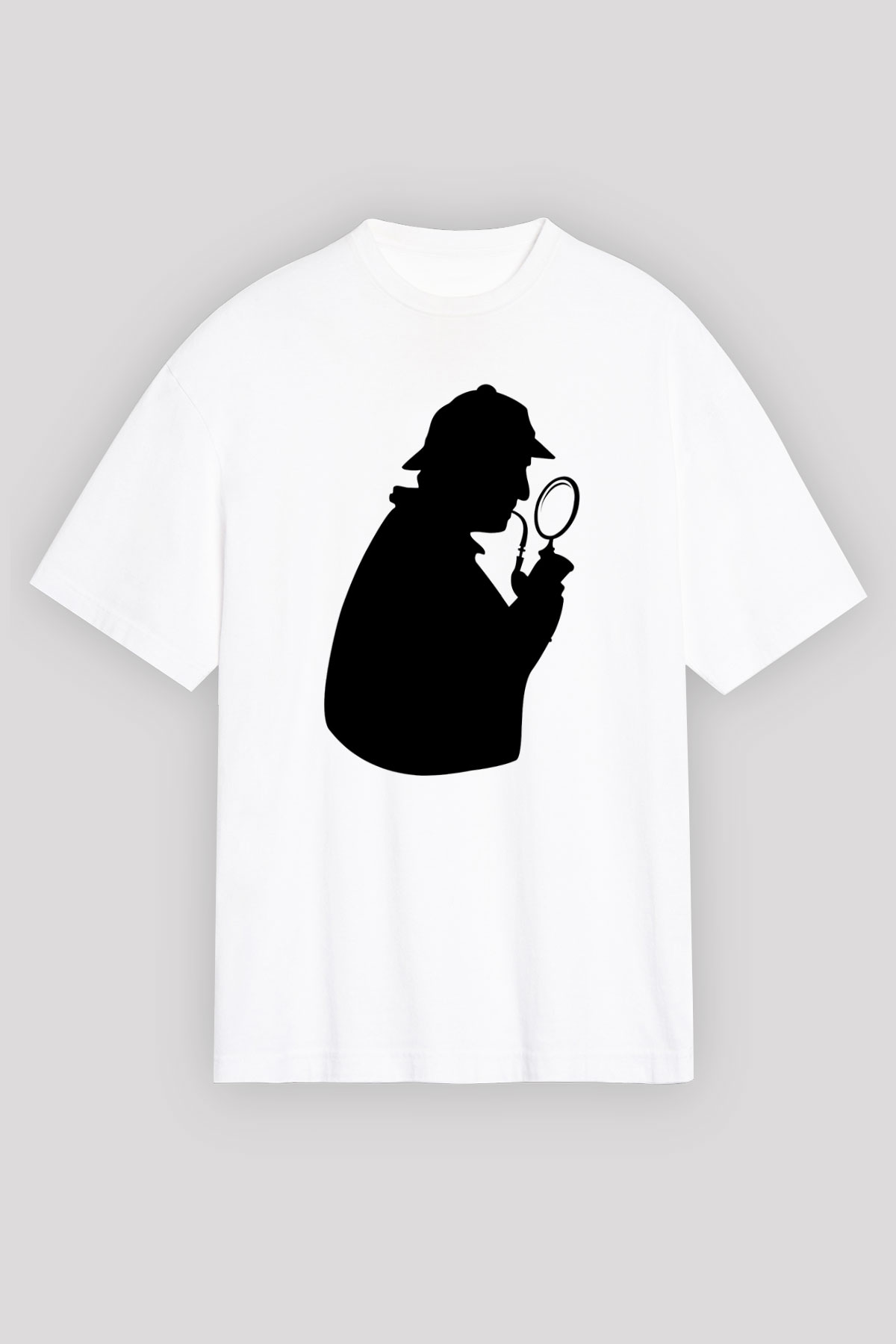 Dedektif Beyaz Unisex Oversize Tişört T-Shirt