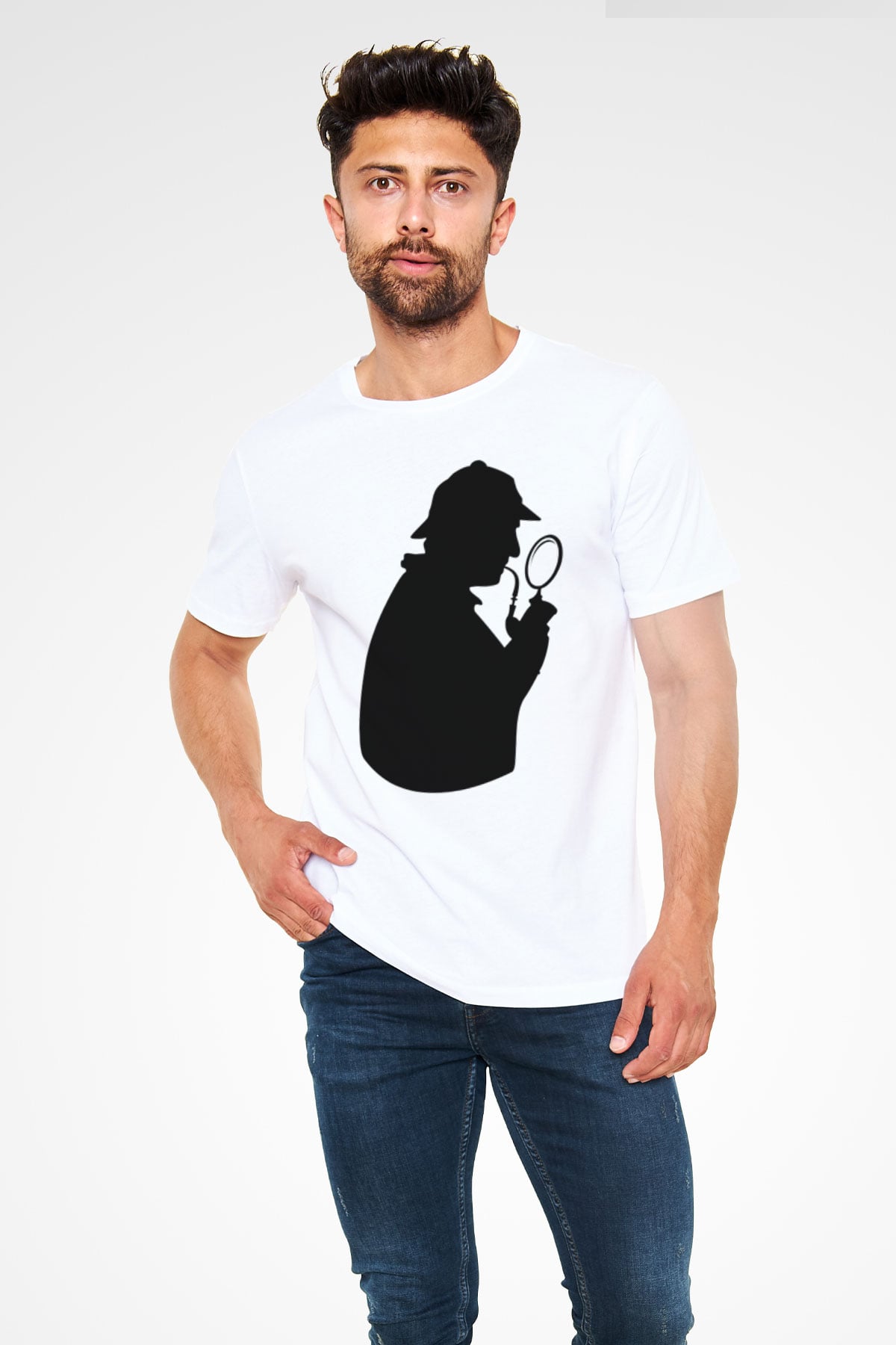 Dedektif Beyaz Unisex Tişört T-Shirt - TişörtFabrikası