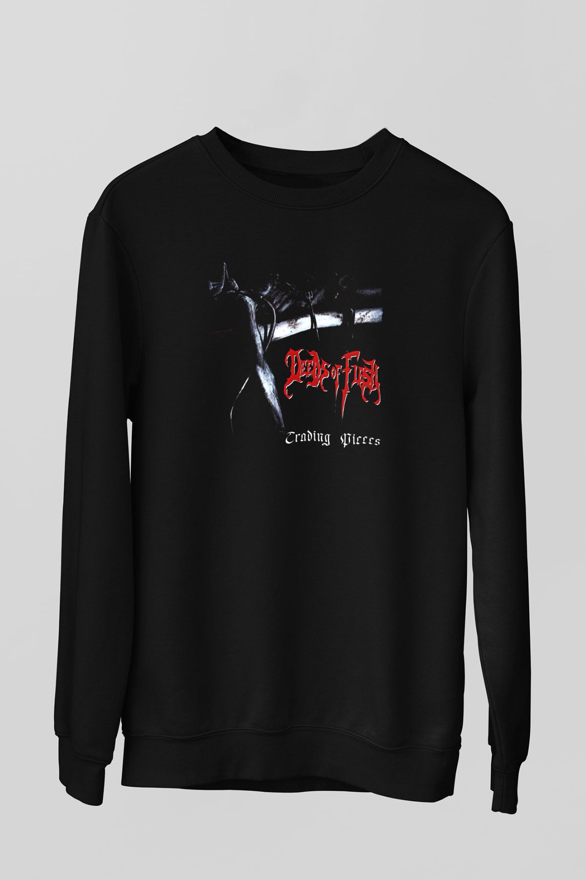 Deeds of Flesh Baskılı Unisex Siyah Sweatshirt