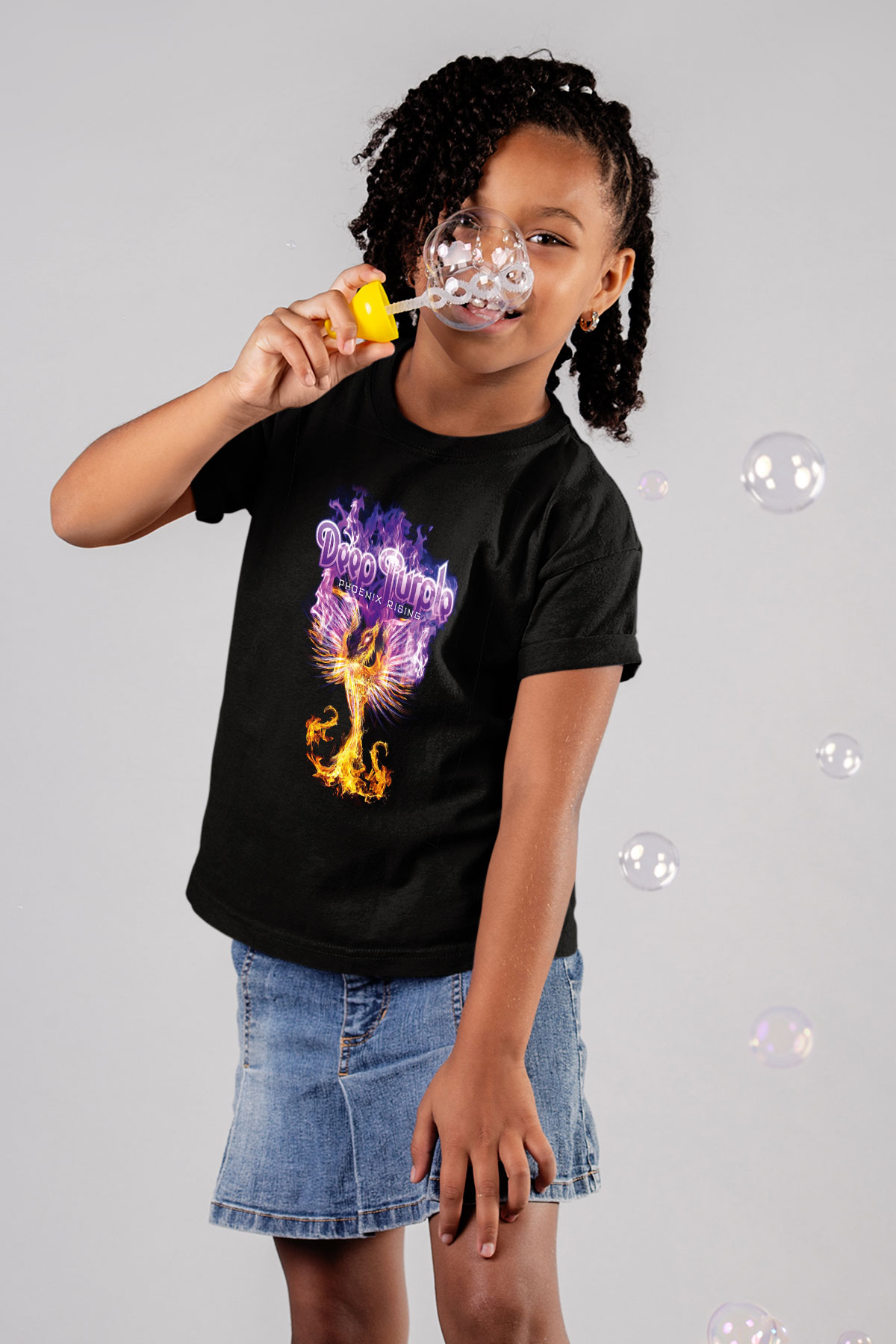 Deep Purple Baskılı Siyah Unisex Çocuk Tişört