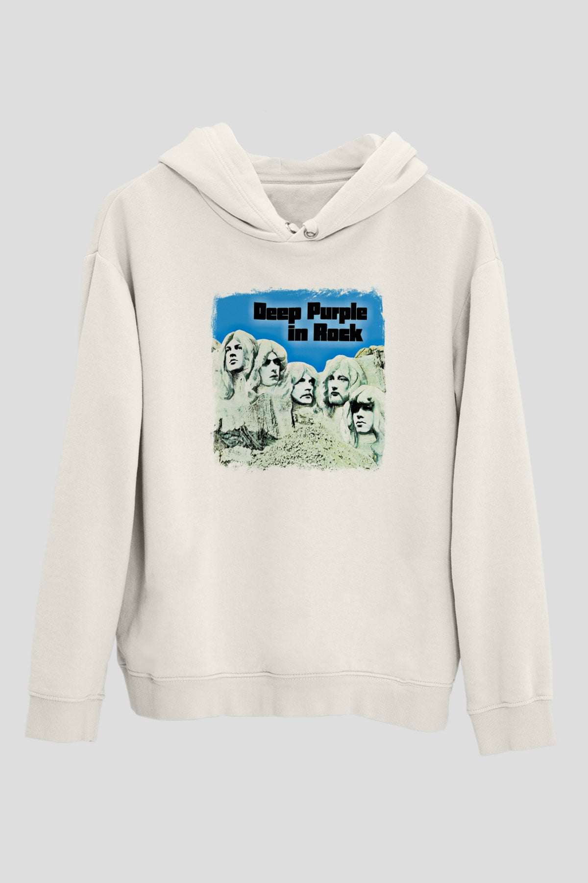 Deep Purple Baskılı Unisex Beyaz Hoodie