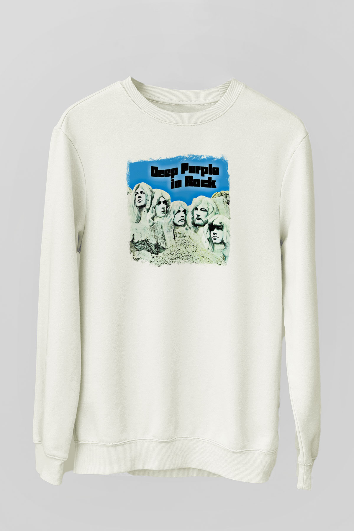 Deep Purple Baskılı Unisex Beyaz Sweatshirt