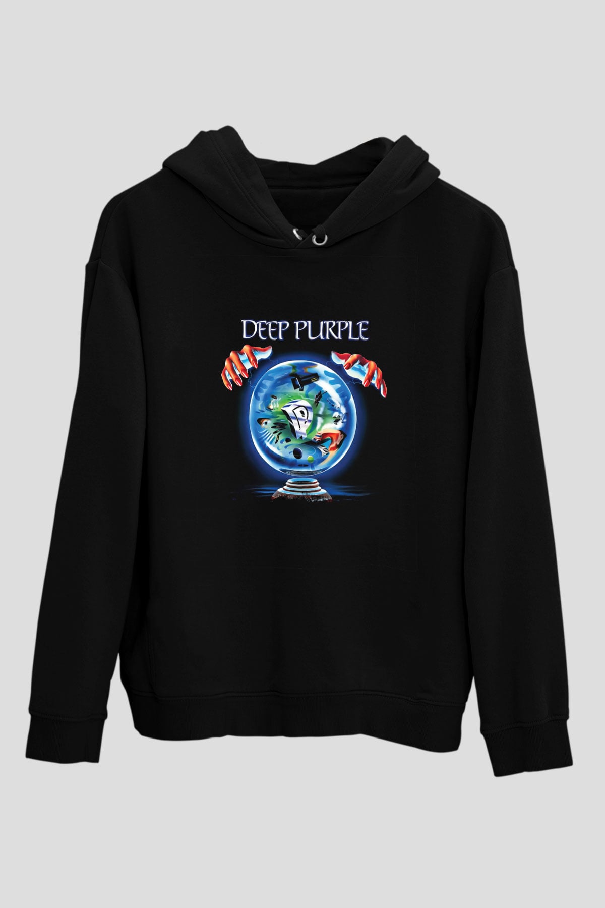 Deep Purple Baskılı Unisex Siyah Hoodie