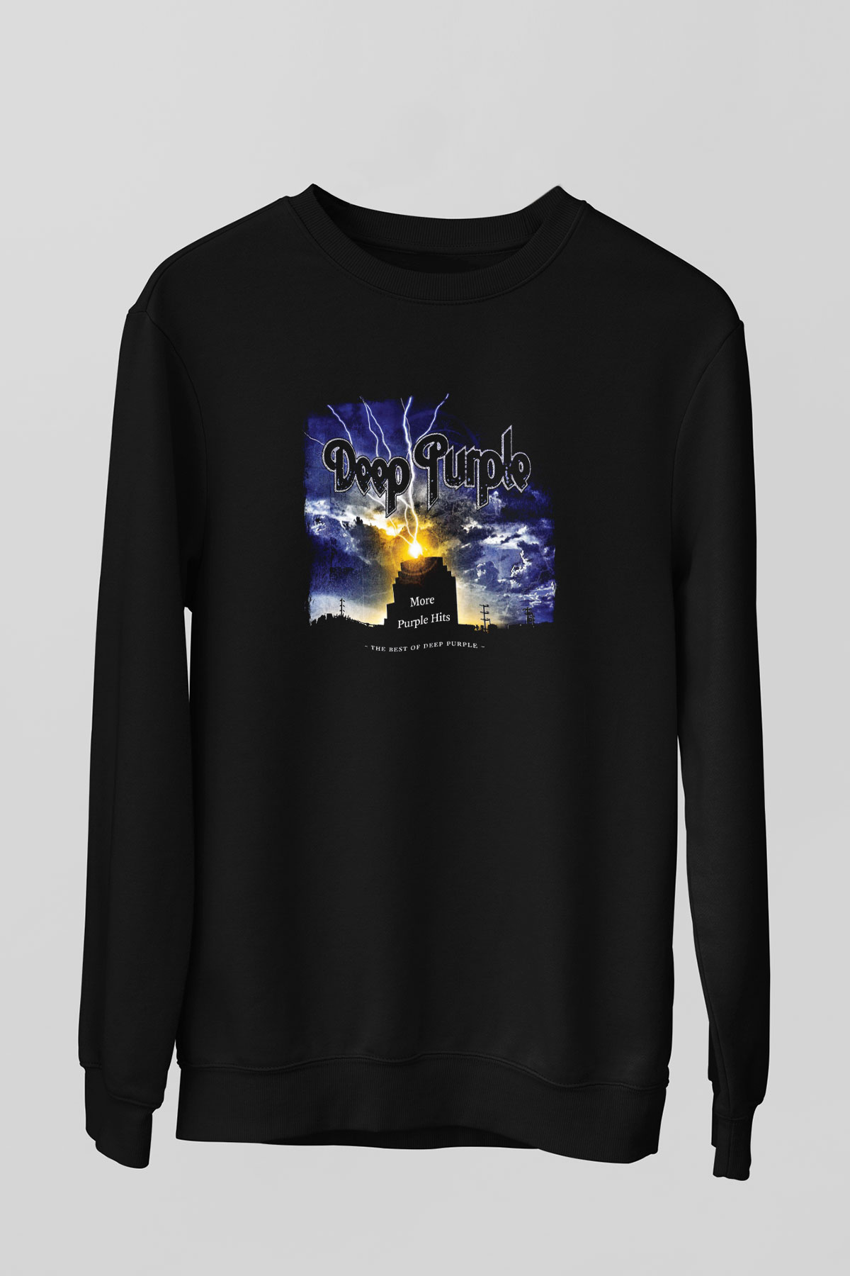 Deep Purple Baskılı Unisex Siyah Sweatshirt