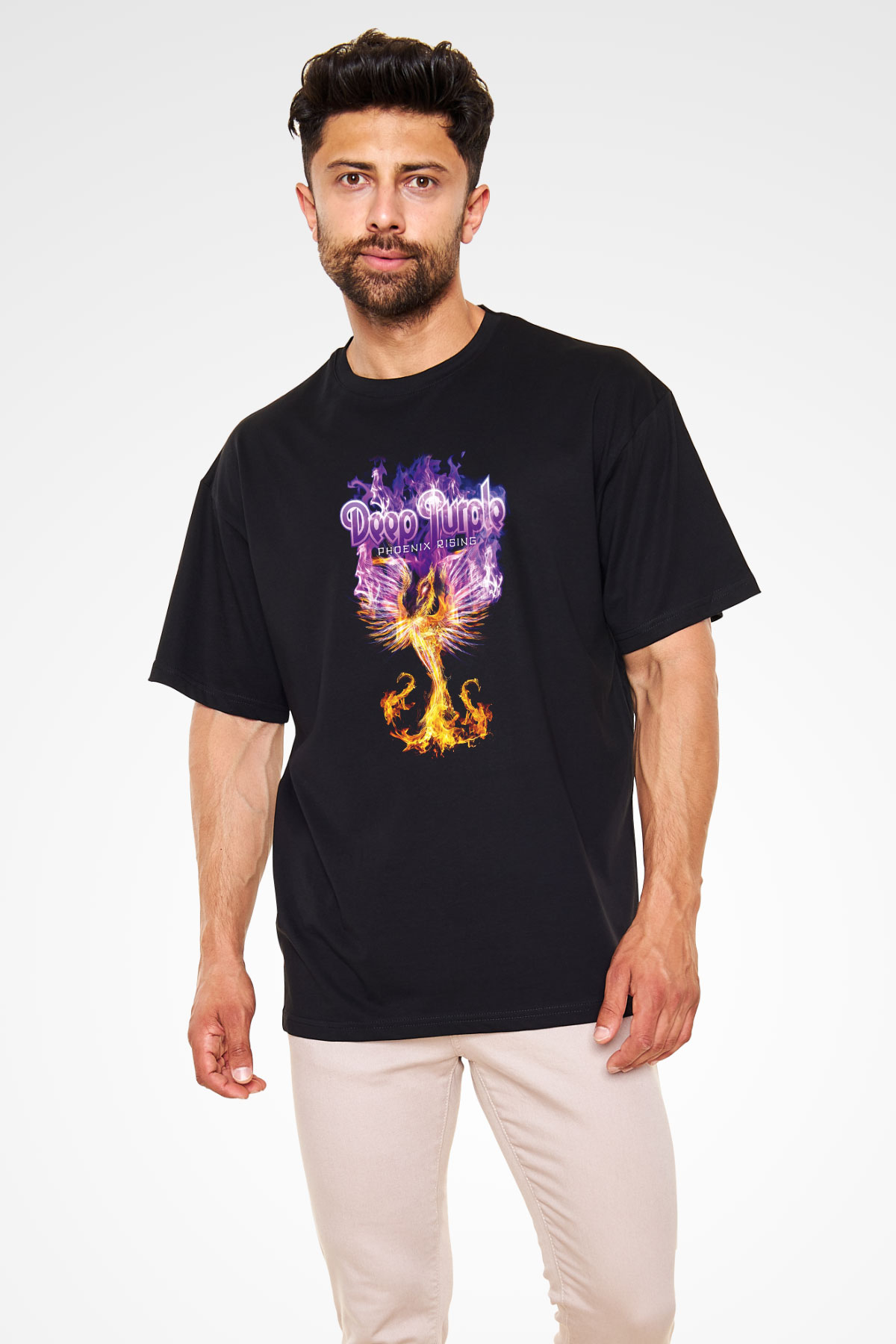 Deep Purple Siyah Unisex Oversize Tişört T-Shirt