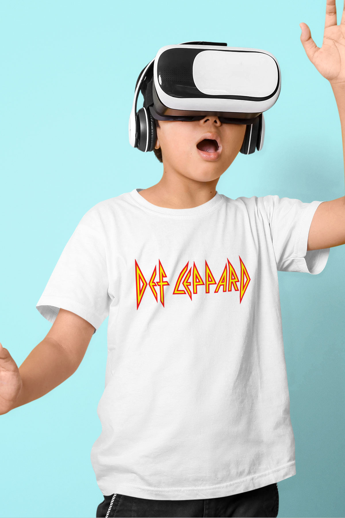 Def Leppard Baskılı Beyaz Unisex Çocuk Tişört