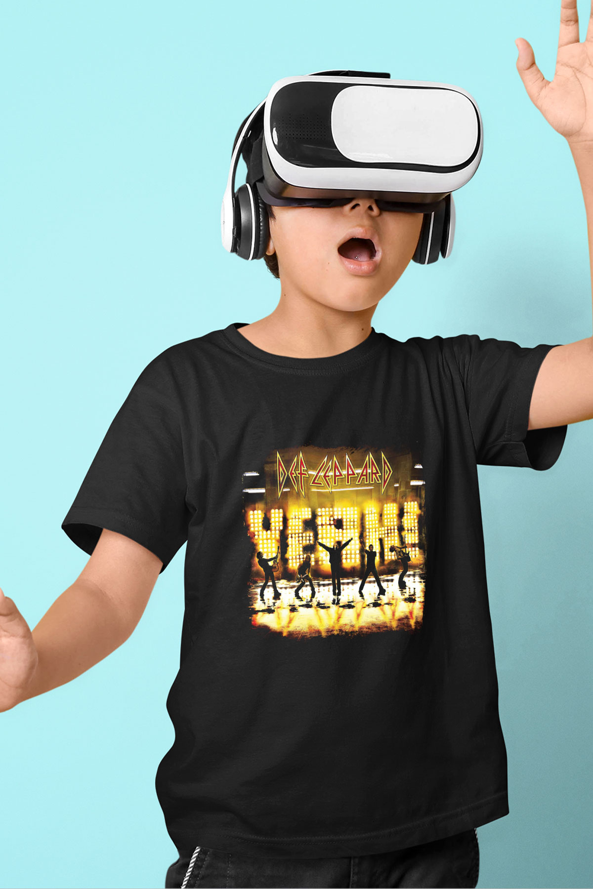 Def Leppard Baskılı Unisex Siyah Çocuk Tişört