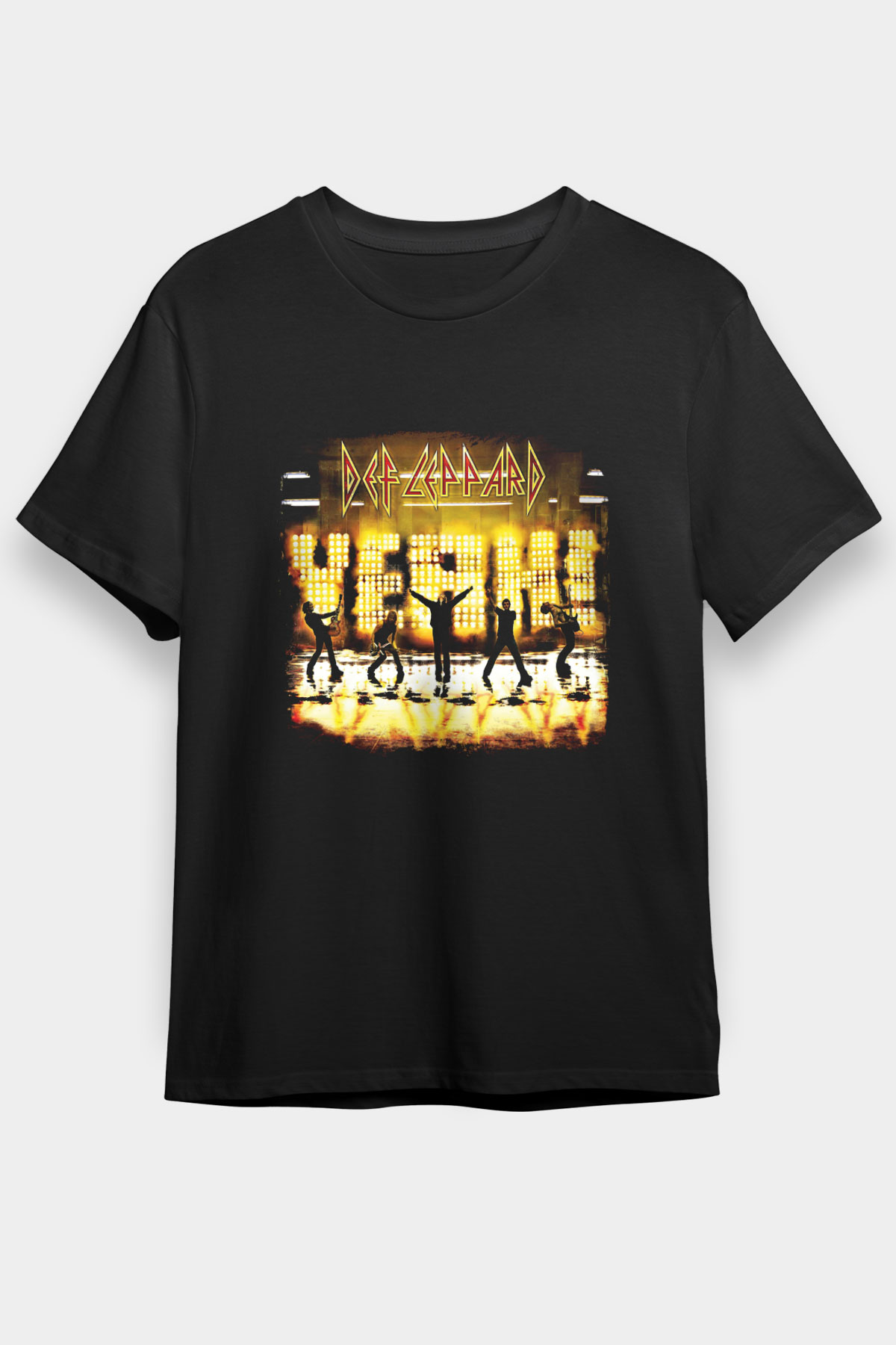 Def Leppard Baskılı Unisex Siyah Tişört