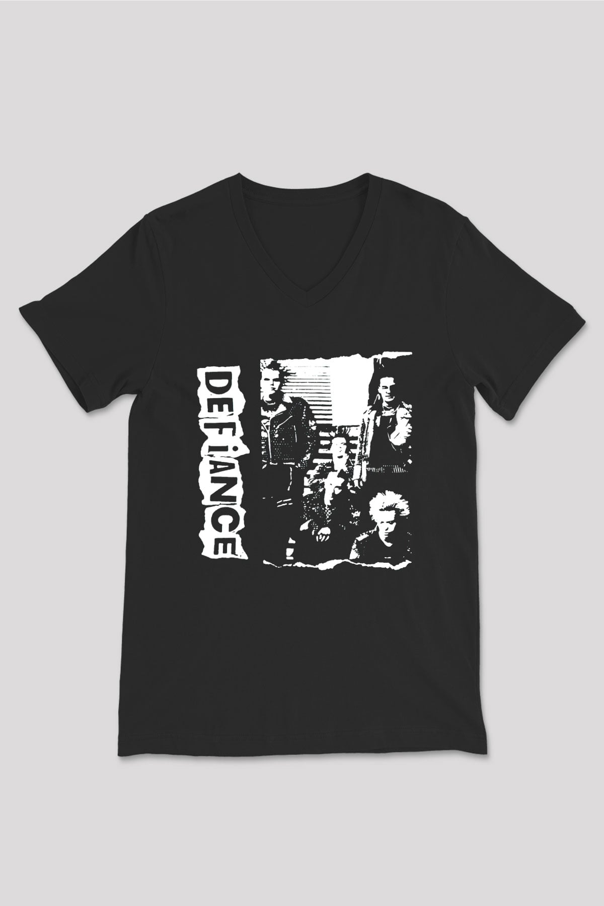 Defiance Siyah Unisex V Yaka Tişört T-Shirt