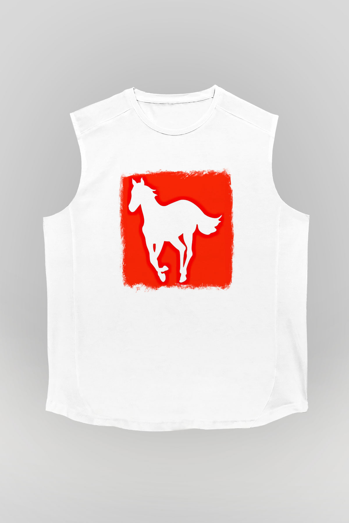 Deftones Baskılı Unisex Beyaz Kolsuz Tişört