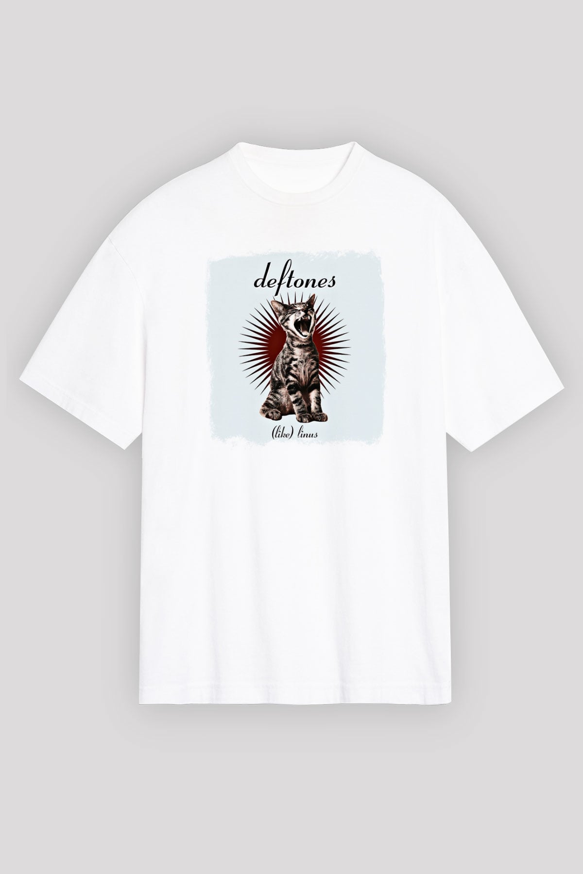Deftones Baskılı Unisex Beyaz Oversize Tişört
