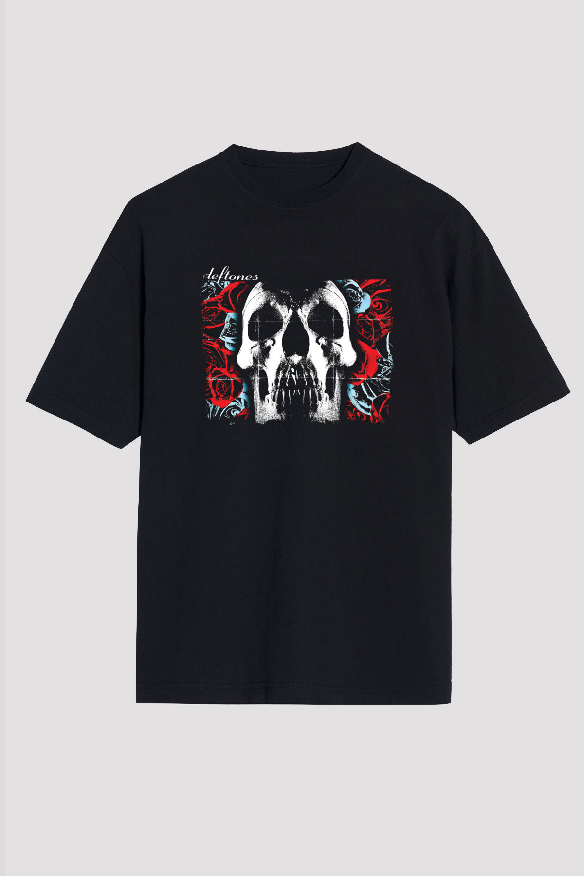 Deftones Baskılı Unisex Siyah Oversize Tişört