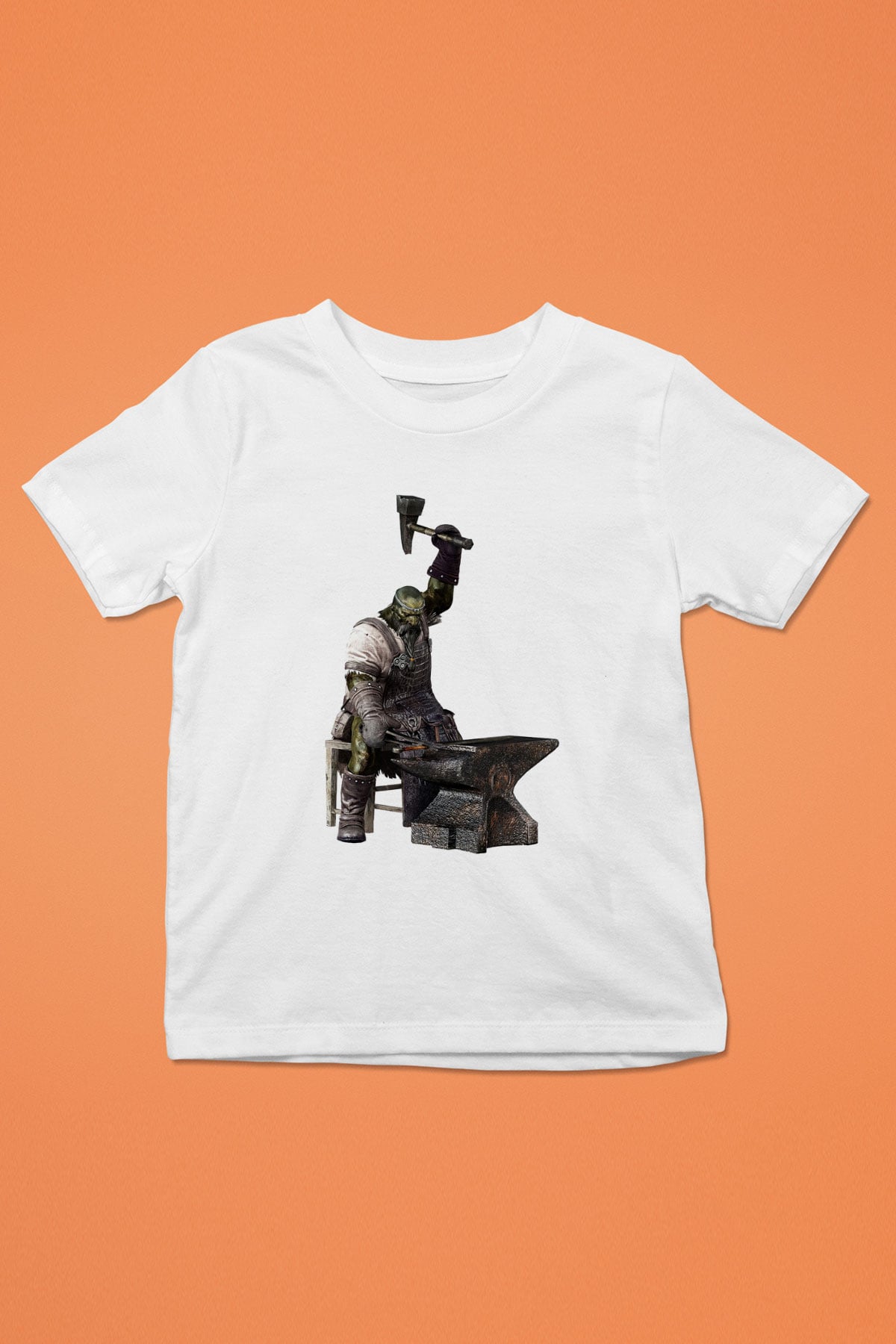 Demirci Baskılı Beyaz Unisex Çocuk Tişört