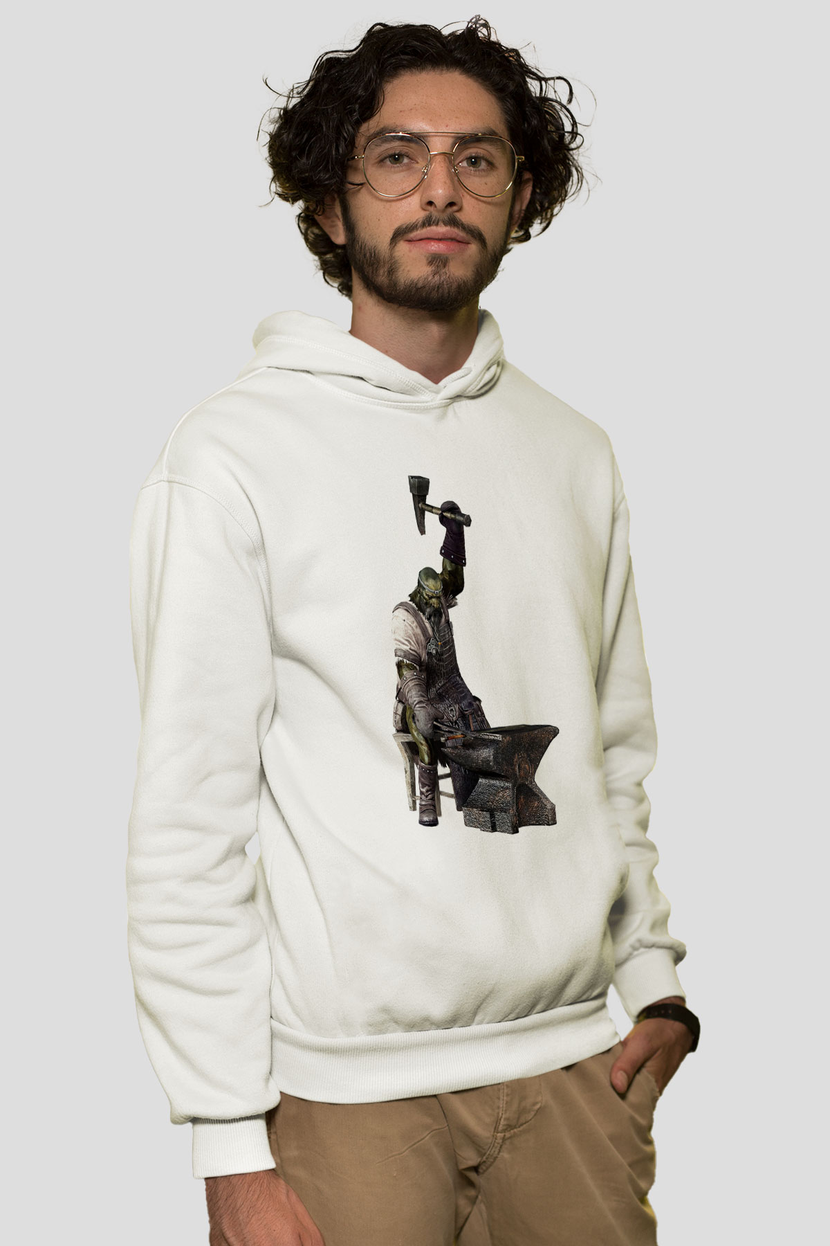 Demirci Beyaz Unisex Hoodie
