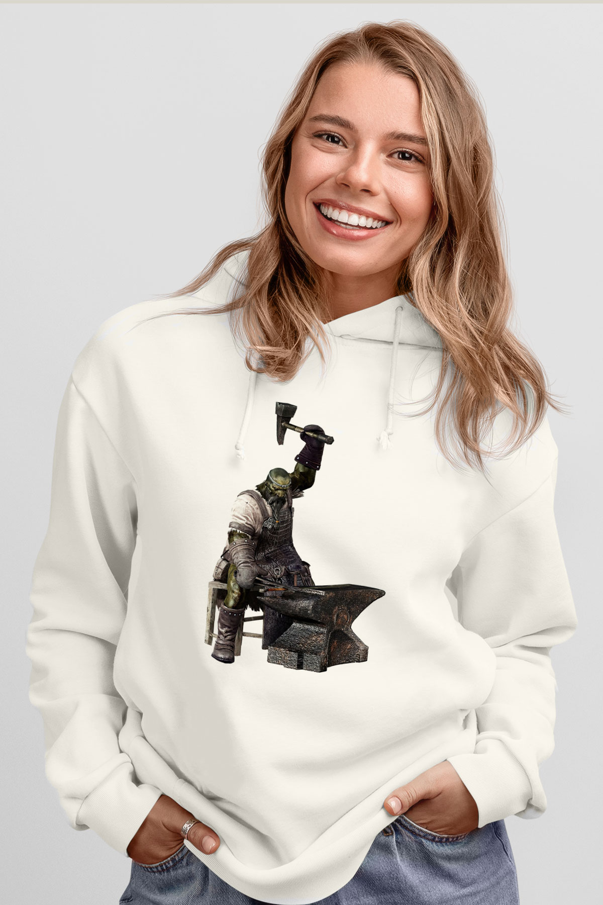 Demirci Beyaz Unisex Hoodie
