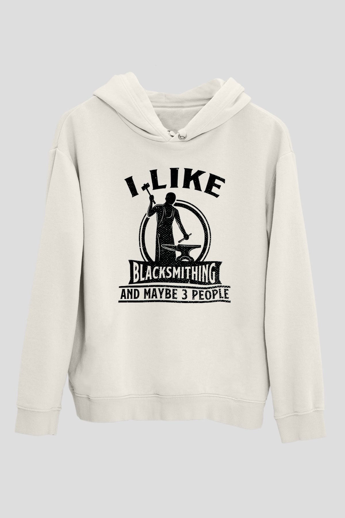 Demirci Beyaz Unisex Kapüşonlu Sweatshirt