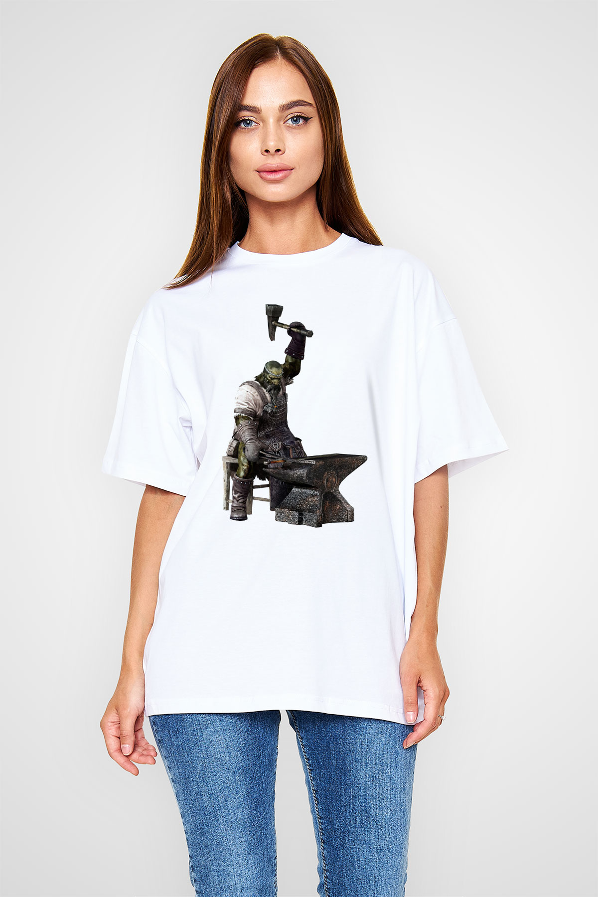 Demirci Beyaz Unisex Oversize Tişört T-Shirt