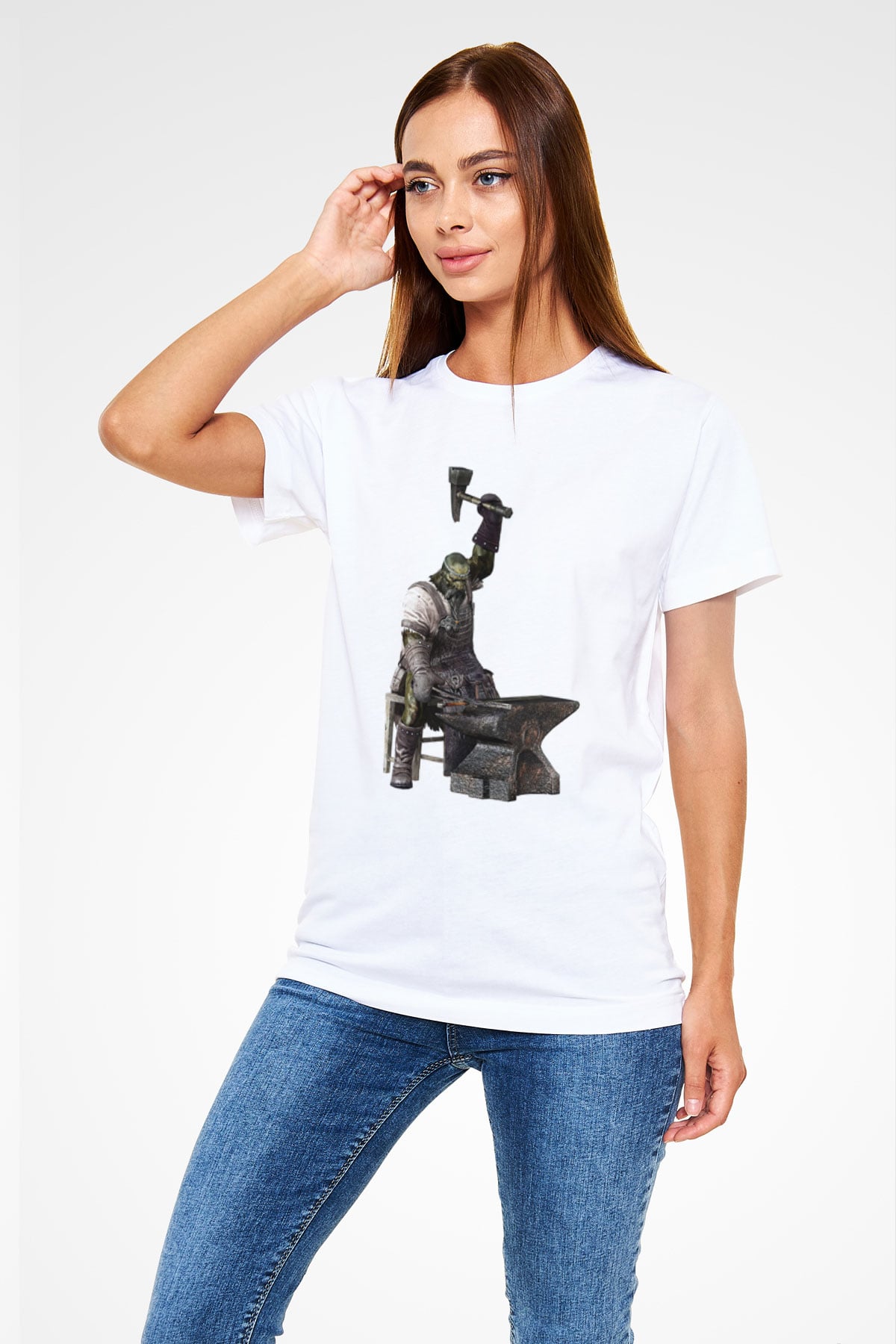 Demirci Beyaz Unisex Tişört T-Shirt - TişörtFabrikası