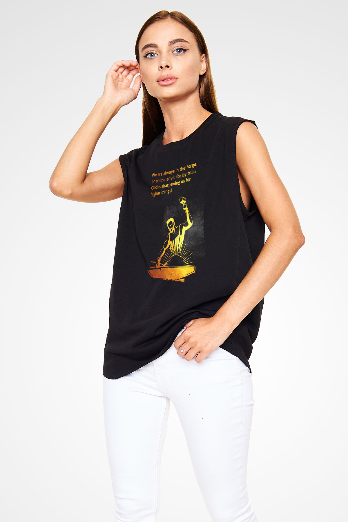Demirci Siyah Unisex Kolsuz Tişört
