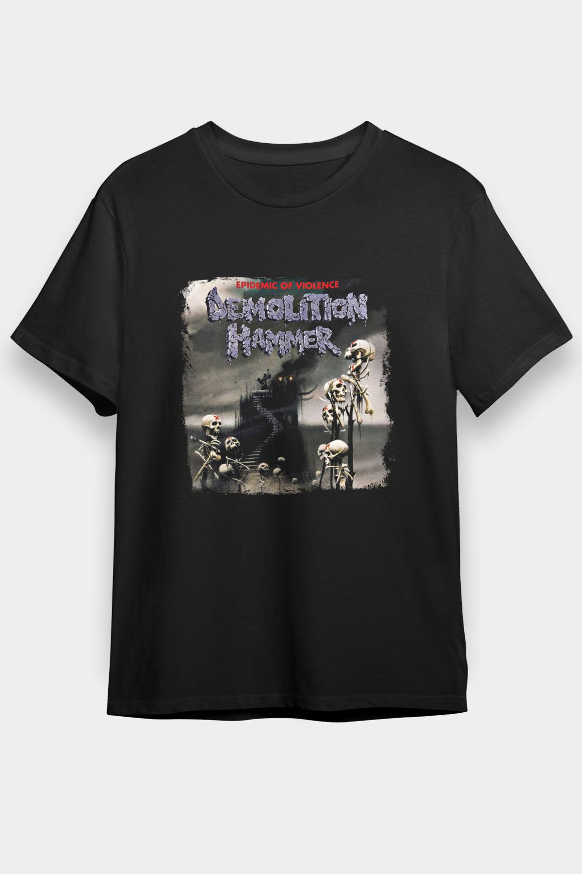 Demolition Hammer Baskılı Unisex Siyah Tişört