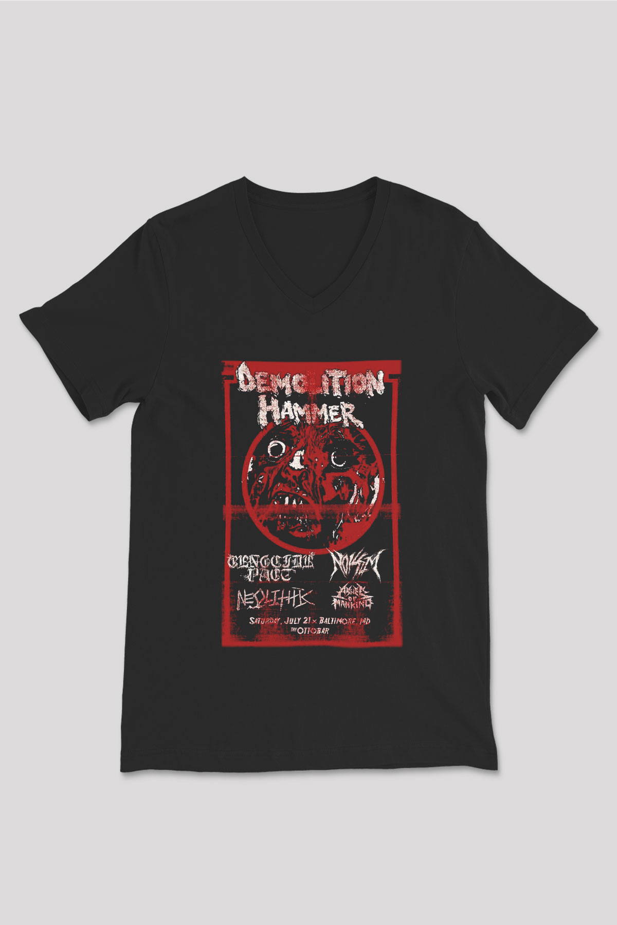 Demolition Hammer Siyah Unisex V Yaka Tişört T-Shirt