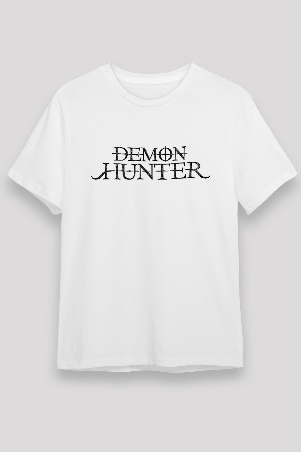 Demon Hunter Baskılı Unisex Beyaz Tişört - Tshirt
