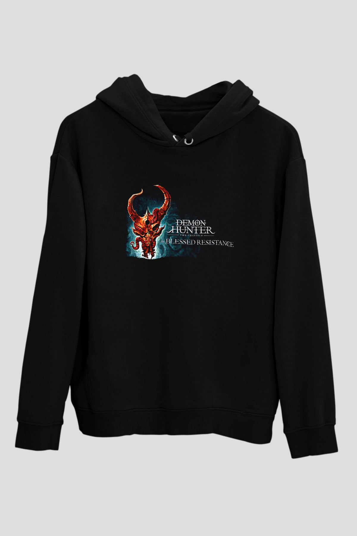 Demon Hunter Baskılı Unisex Siyah Kapüşonlu Sweatshirt