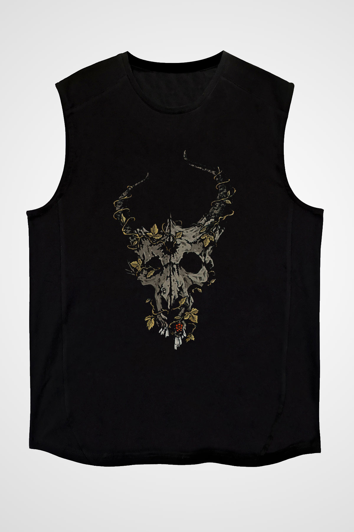 Demon Hunter Baskılı Unisex Siyah Kolsuz Tişört - Tshirt