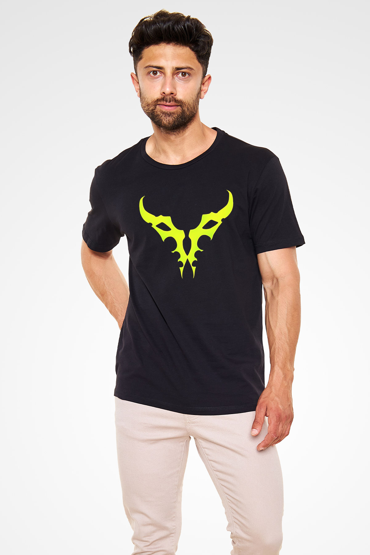 Demon Hunter Baskılı Unisex Siyah Tişört - Tshirt